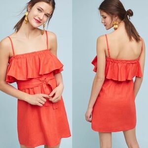 Faithfull The Brand Ruffled Linen Dress Size 4